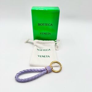 Bottega Veneta Lavender Braided Leather Key Ring with Gold Tone Ring